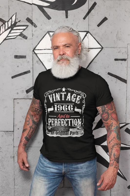 1966 Vintage Aged to Perfection Men's T-shirt Black Birthday Gift 00490