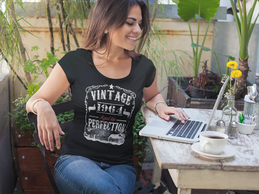 1964 Vintage Aged to Perfection Women's T-shirt Black Birthday Gift 00492