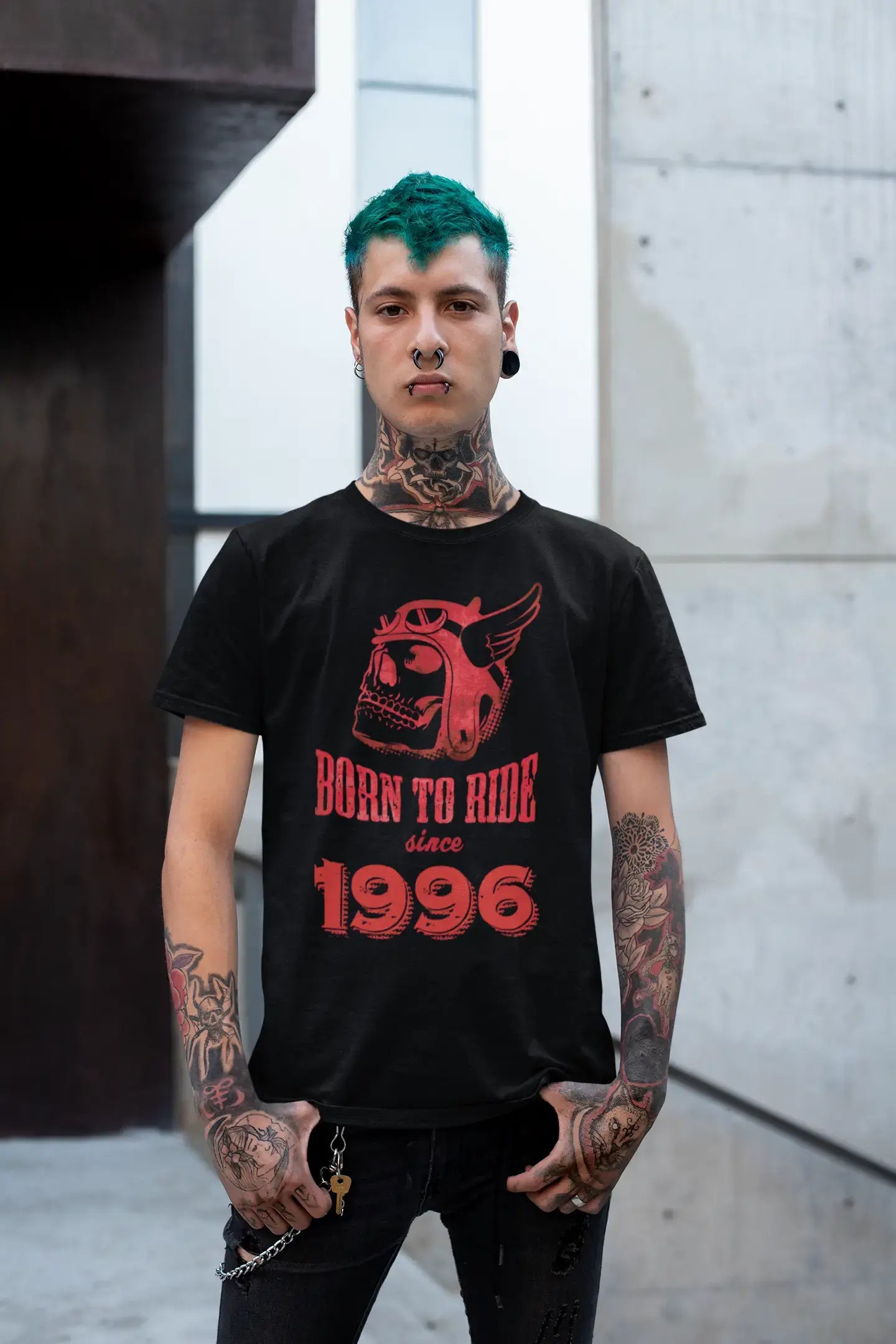1996, Born to Ride Since 1996 Herren T-Shirt Schwarz Geburtstagsgeschenk 00493