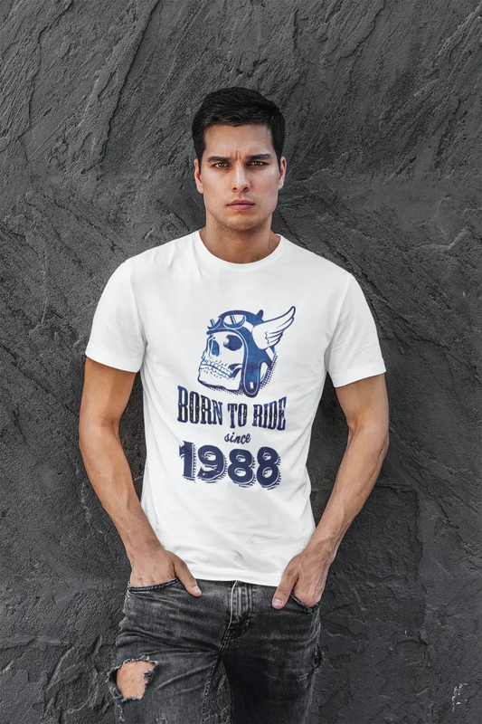 1988, Born to Ride Since 1988 Men's T-shirt White Birthday Gift 00494