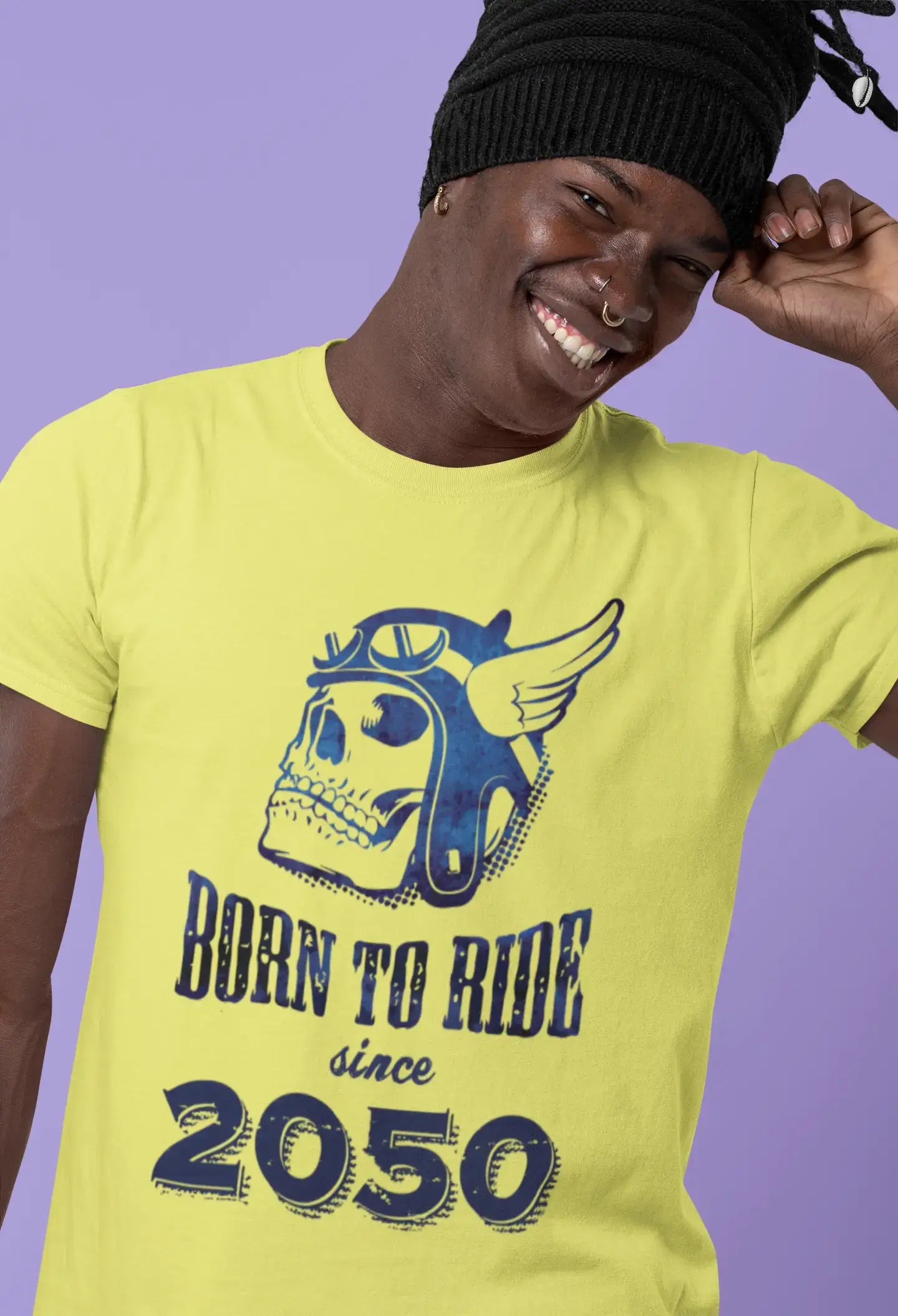 2050, Born to Ride Since 2050 T-shirt Homme Citron Anniversaire Cadeau 00496