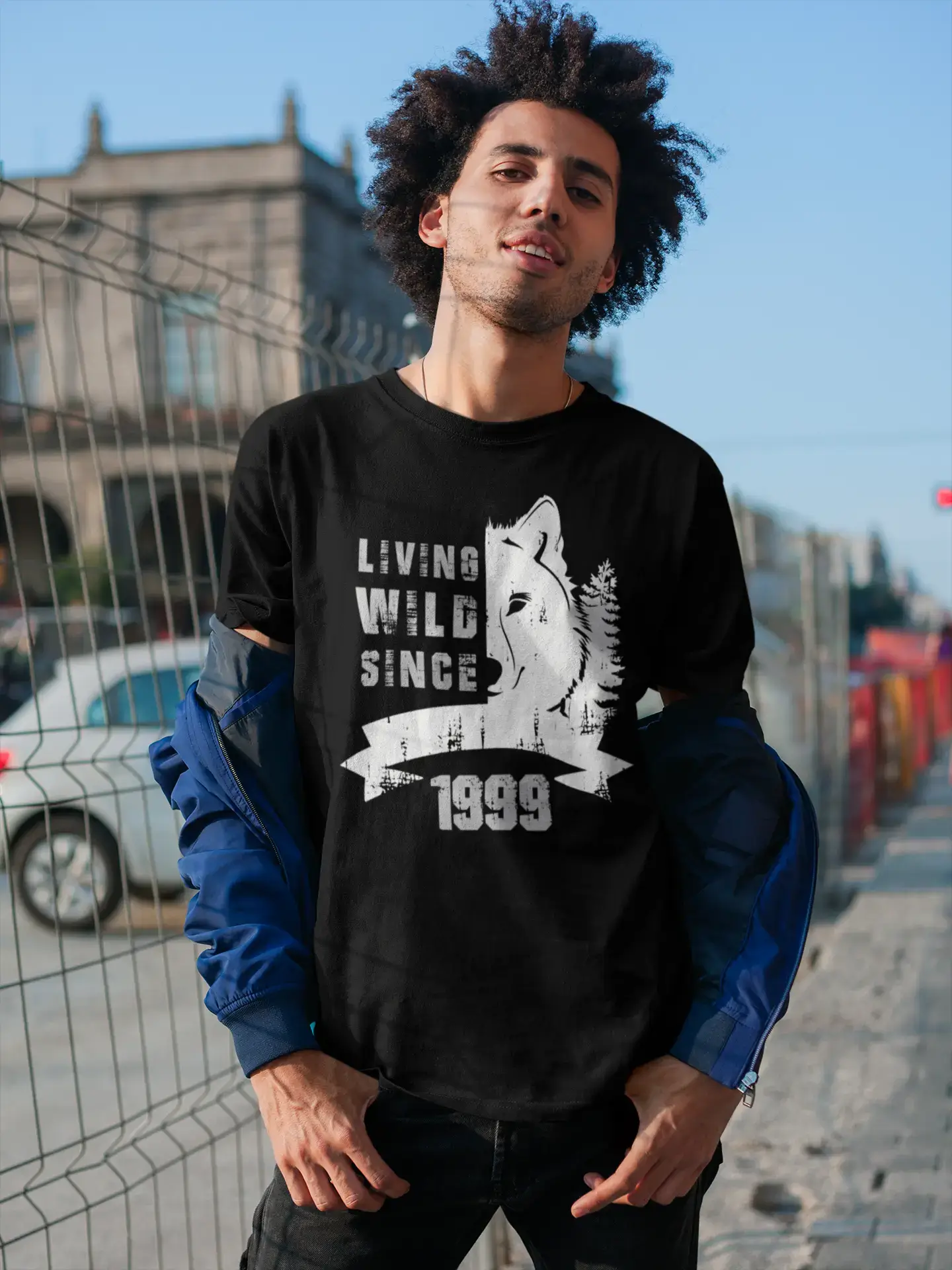 1999, Living Wild Since 1999 T-shirt Homme Noir Cadeau d'anniversaire 00498