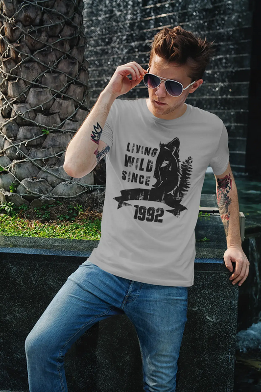 1992, Living Wild Since 1992 Men's T-shirt Grey Birthday Gift 00500