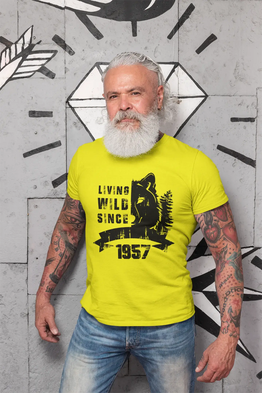 1957, Living Wild Since 1957 T-shirt <span>Homme</span> <span>Citron</span> <span>Anniversaire</span> <span>Cadeau</span> 00501