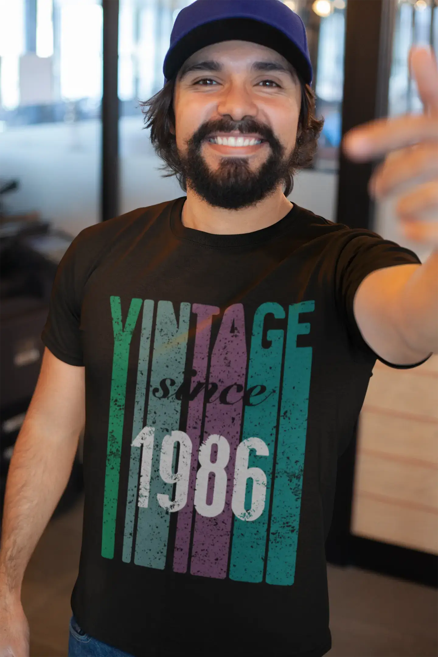 1986, Vintage depuis 1986 T-shirt <span>homme</span> <span>noir</span> <span>cadeau</span> <span>d'anniversaire</span> 00502