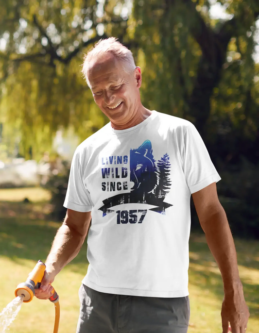 1957, Living Wild Since 1957 Men's T-shirt White Birthday Gift 00508