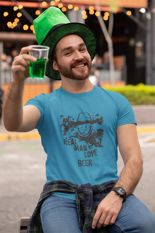 Beer, Real Men Love Beer Men's T shirt Blue Birthday Gift 00541