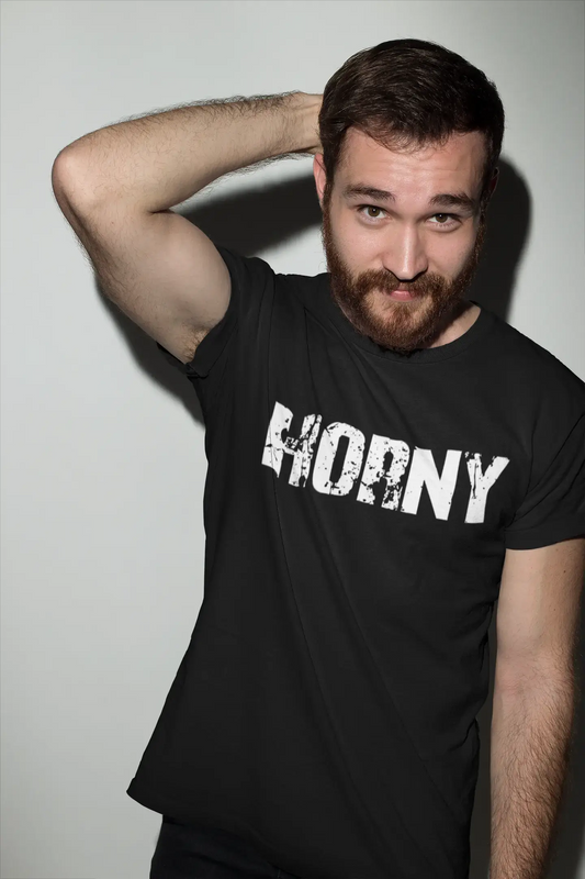horny Men's Retro T shirt Black Birthday Gift 00553