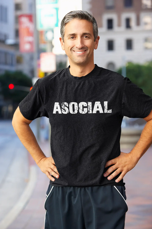 asocial Men's Vintage T shirt Black Birthday Gift 00555