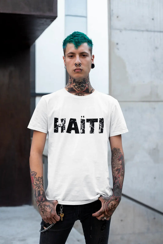 Men's Tee Shirt Vintage T shirt Haïti X-Small White 00561