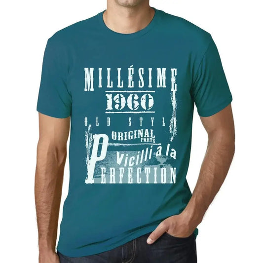 Men's Graphic T-Shirt Vintage Aged to Perfection 1960 – Millésime Vieilli à la Perfection 1960 – 64th Birthday Anniversary 64 Year Old Gift 1960 Vintage Eco-Friendly Short Sleeve Novelty Tee
