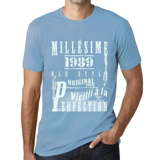 Men's Graphic T-Shirt Vintage Aged to Perfection 1989 – Millésime Vieilli à la Perfection 1989 – 35th Birthday Anniversary 35 Year Old Gift 1989 Vintage Eco-Friendly Short Sleeve Novelty Tee