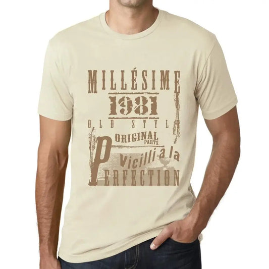 Men's Graphic T-Shirt Vintage Aged to Perfection 1981 – Millésime Vieilli à la Perfection 1981 – 43rd Birthday Anniversary 43 Year Old Gift 1981 Vintage Eco-Friendly Short Sleeve Novelty Tee