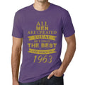 Men's Graphic T-Shirt All Men Are Created Equal but Only the Best Are Born in 1963 61st Birthday Anniversary 61 Year Old Gift 1963 Vintage Eco-Friendly Short Sleeve Novelty Tee