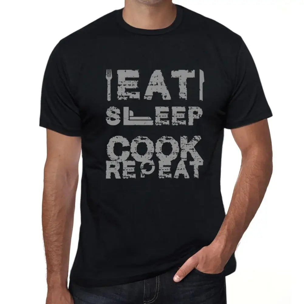 Men's Graphic T-Shirt Eat Sleep Cook Repeat Eco-Friendly Limited Edition Short Sleeve Tee-Shirt Vintage Birthday Gift Novelty