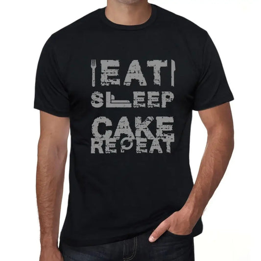 Men's Graphic T-Shirt Eat Sleep Cake Repeat Eco-Friendly Limited Edition Short Sleeve Tee-Shirt Vintage Birthday Gift Novelty