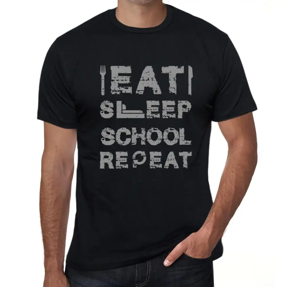 Men's Graphic T-Shirt Eat Sleep School Repeat Eco-Friendly Limited Edition Short Sleeve Tee-Shirt Vintage Birthday Gift Novelty