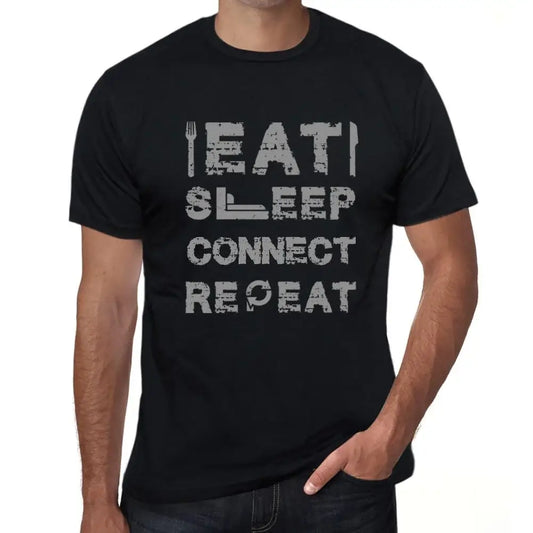 Men's Graphic T-Shirt Eat Sleep Connect Repeat Eco-Friendly Limited Edition Short Sleeve Tee-Shirt Vintage Birthday Gift Novelty