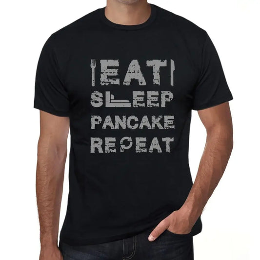 Men's Graphic T-Shirt Eat Sleep Pancake Repeat Eco-Friendly Limited Edition Short Sleeve Tee-Shirt Vintage Birthday Gift Novelty