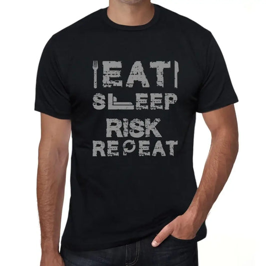 Men's Graphic T-Shirt Eat Sleep Risk Repeat Eco-Friendly Limited Edition Short Sleeve Tee-Shirt Vintage Birthday Gift Novelty