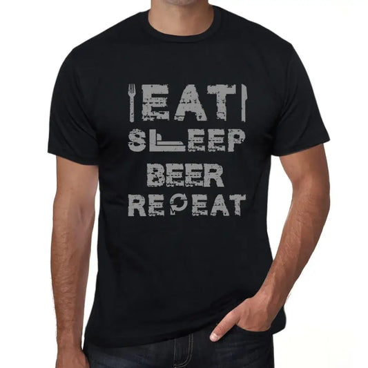 Men's Graphic T-Shirt Eat Sleep Beer Repeat Eco-Friendly Limited Edition Short Sleeve Tee-Shirt Vintage Birthday Gift Novelty
