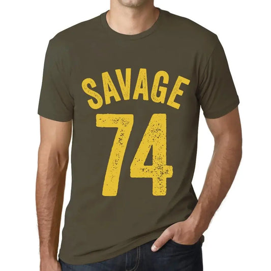 Men's Graphic T-Shirt Savage 74 74th Birthday Anniversary 74 Year Old Gift 1950 Vintage Eco-Friendly Short Sleeve Novelty Tee