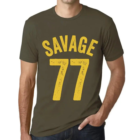 Men's Graphic T-Shirt Savage 77 77th Birthday Anniversary 77 Year Old Gift 1947 Vintage Eco-Friendly Short Sleeve Novelty Tee
