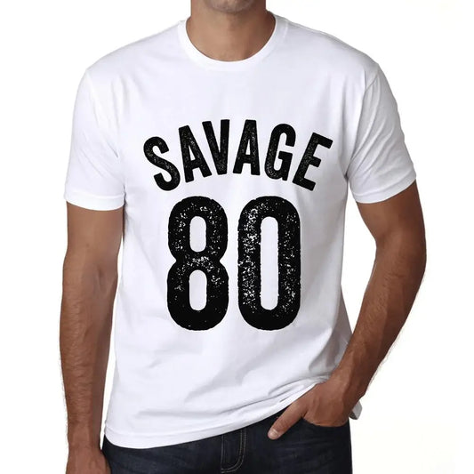 Men's Graphic T-Shirt Savage 80 80th Birthday Anniversary 80 Year Old Gift 1944 Vintage Eco-Friendly Short Sleeve Novelty Tee