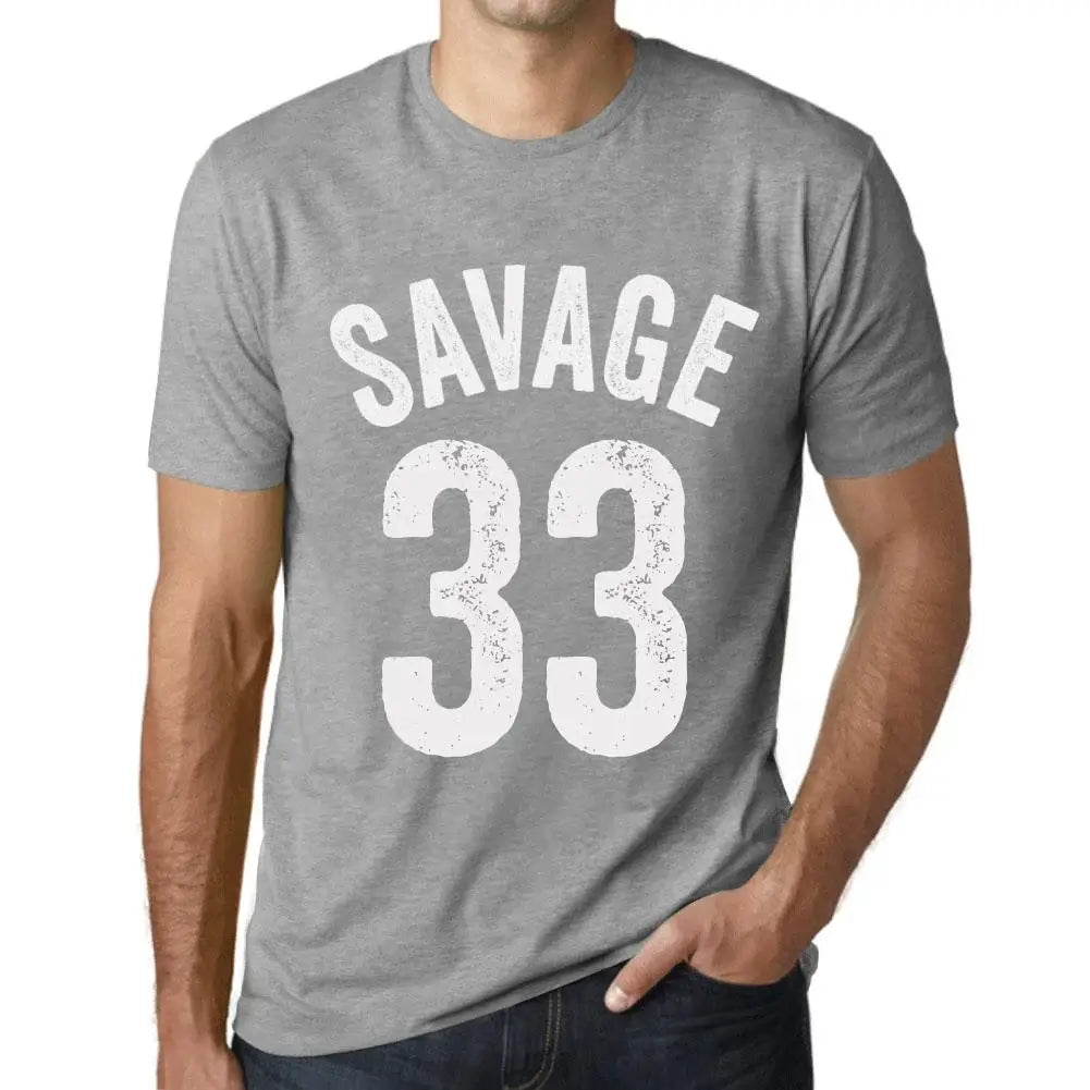 Men's Graphic T-Shirt Savage 33 33rd Birthday Anniversary 33 Year Old Gift 1991 Vintage Eco-Friendly Short Sleeve Novelty Tee