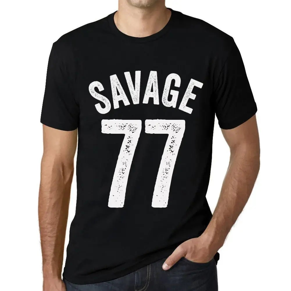 Men's Graphic T-Shirt Savage 77 77th Birthday Anniversary 77 Year Old Gift 1947 Vintage Eco-Friendly Short Sleeve Novelty Tee