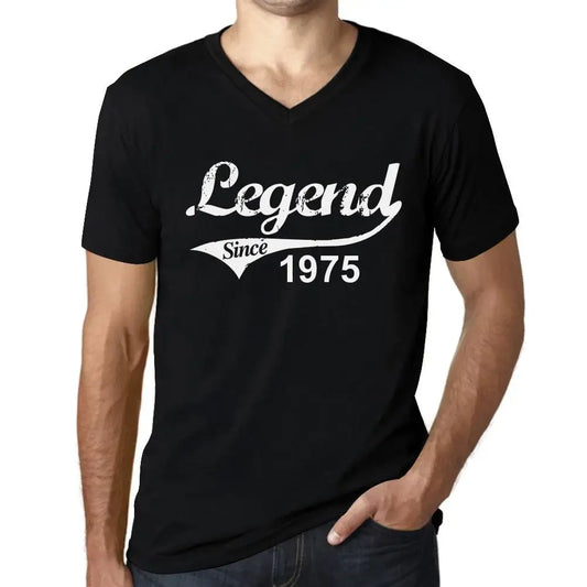 Men's Graphic T-Shirt V Neck Legend Since 1975 49th Birthday Anniversary 49 Year Old Gift 1975 Vintage Eco-Friendly Short Sleeve Novelty Tee