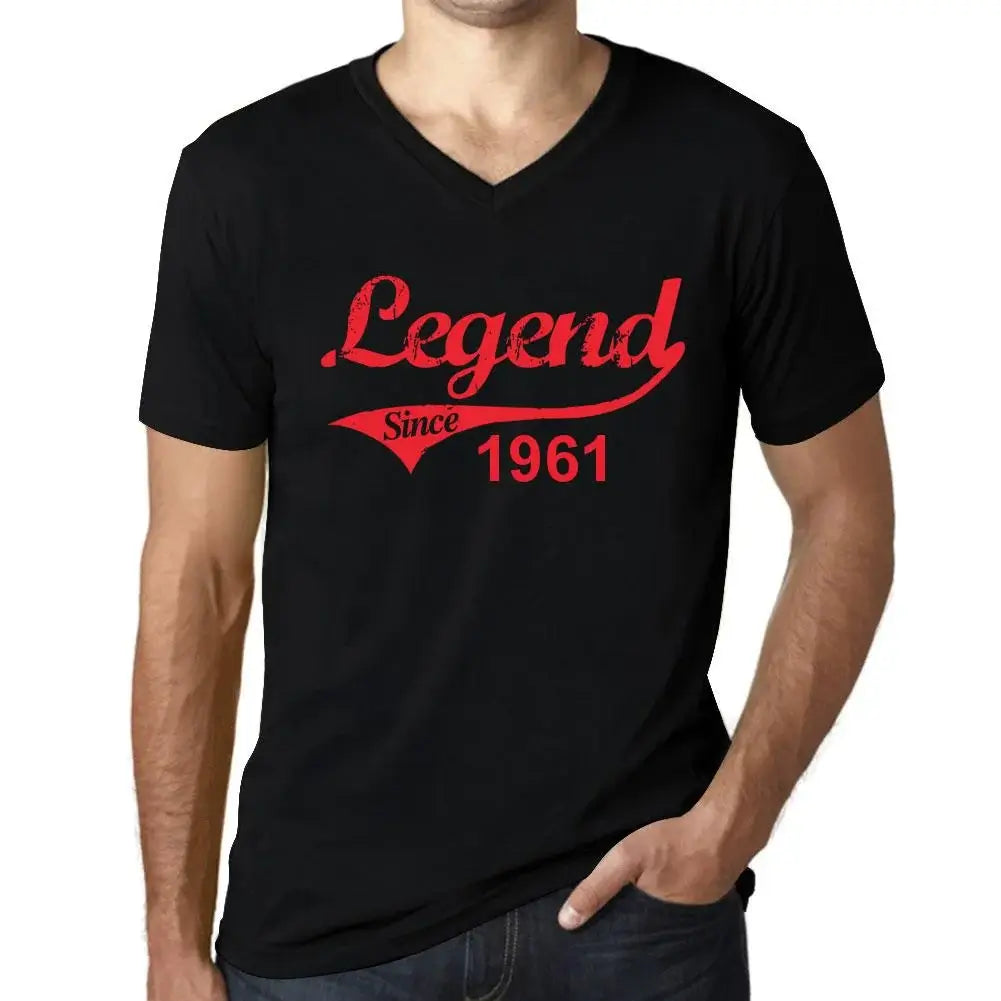 Men's Graphic T-Shirt V Neck Legend Since 1961 63rd Birthday Anniversary 63 Year Old Gift 1961 Vintage Eco-Friendly Short Sleeve Novelty Tee