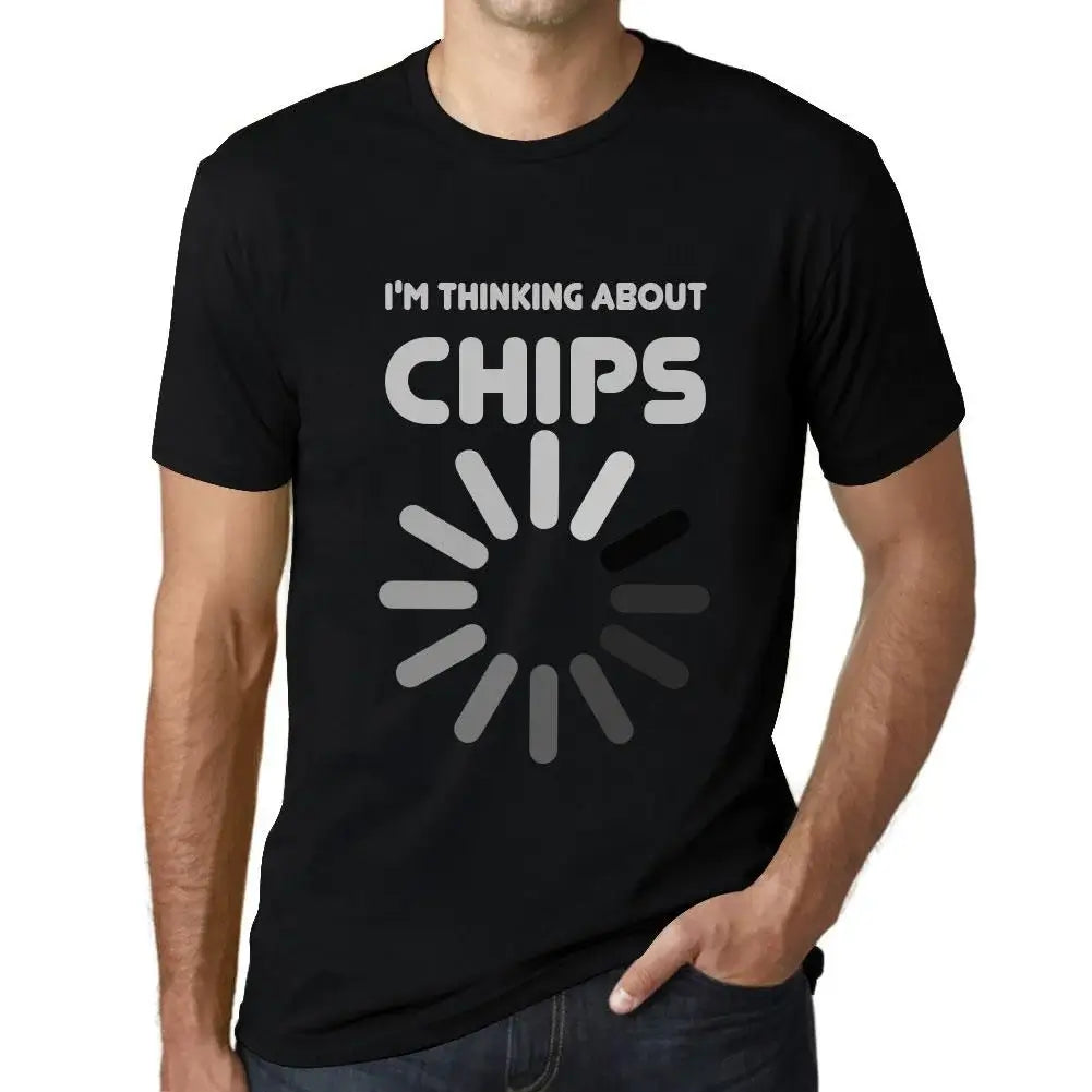 Men's Graphic T-Shirt I'm Thinking About Chips Eco-Friendly Limited Edition Short Sleeve Tee-Shirt Vintage Birthday Gift Novelty