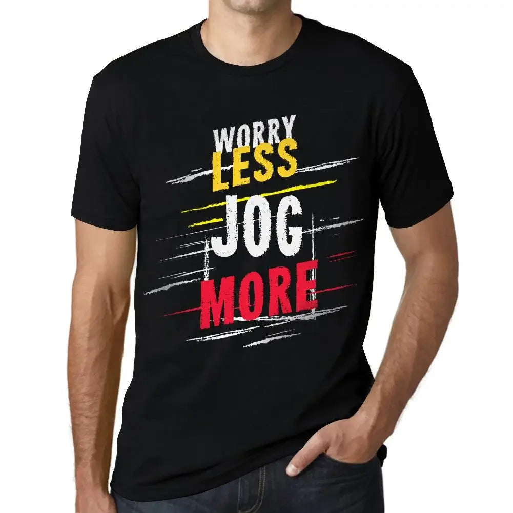 Men's Graphic T-Shirt Worry Less Jog More Eco-Friendly Limited Edition Short Sleeve Tee-Shirt Vintage Birthday Gift Novelty