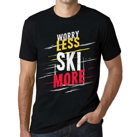 Men's Graphic T-Shirt Worry Less Ski More Eco-Friendly Limited Edition Short Sleeve Tee-Shirt Vintage Birthday Gift Novelty