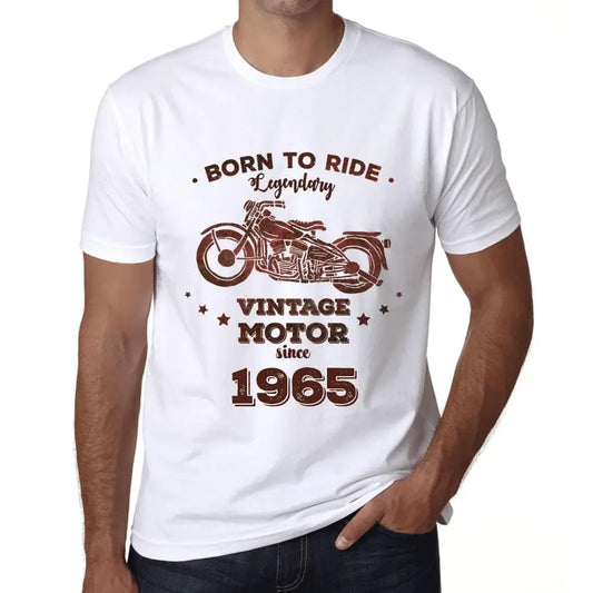 Men's Graphic T-Shirt Born to Ride Legendary Motor Since 1965 59th Birthday Anniversary 59 Year Old Gift 1965 Vintage Eco-Friendly Short Sleeve Novelty Tee