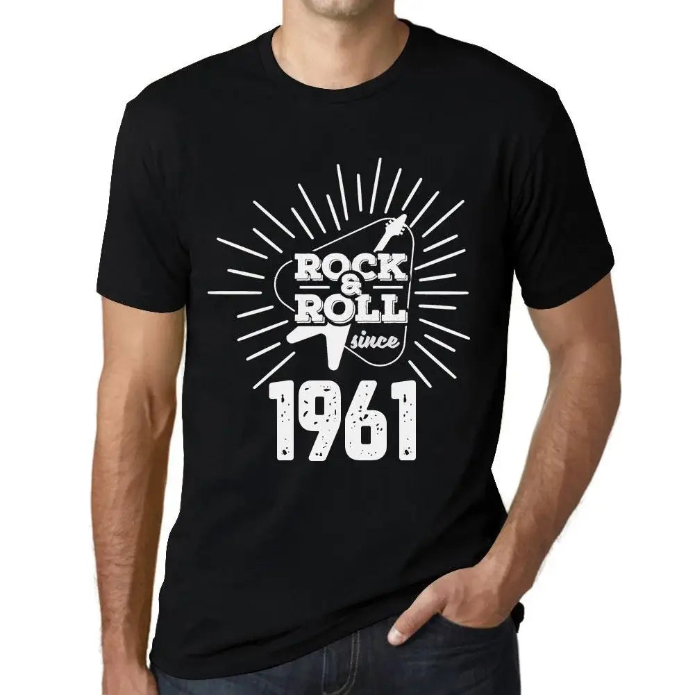 Men's Graphic T-Shirt Guitar and Rock & Roll Since 1961 63rd Birthday Anniversary 63 Year Old Gift 1961 Vintage Eco-Friendly Short Sleeve Novelty Tee