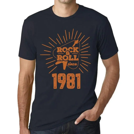 Men's Graphic T-Shirt Guitar and Rock & Roll Since 1981 43rd Birthday Anniversary 43 Year Old Gift 1981 Vintage Eco-Friendly Short Sleeve Novelty Tee