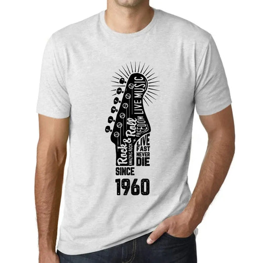 Men's Graphic T-Shirt Live Fast, Never Die Guitar and Rock & Roll Since 1960 64th Birthday Anniversary 64 Year Old Gift 1960 Vintage Eco-Friendly Short Sleeve Novelty Tee