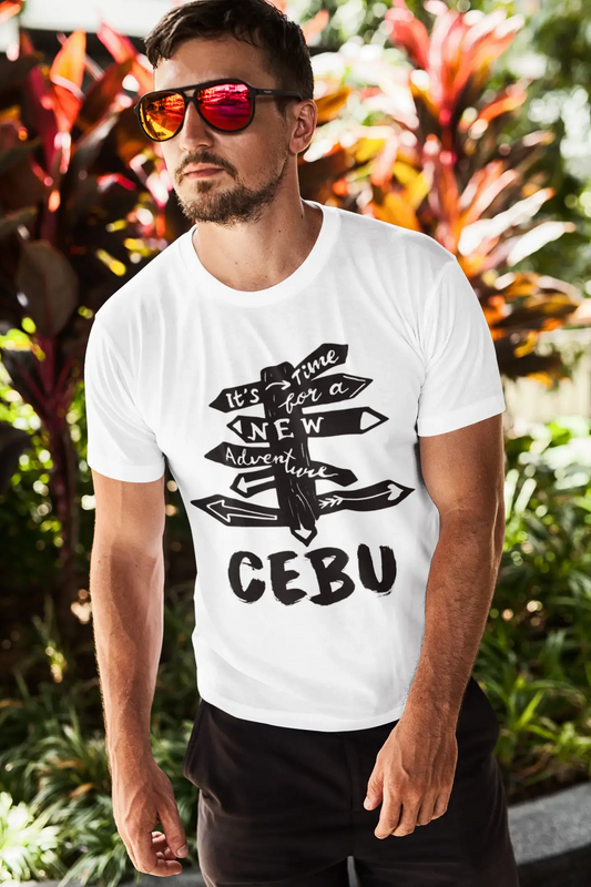 Men's Vintage Tee Shirt Graphic T shirt Time For New Advantures Cebu White