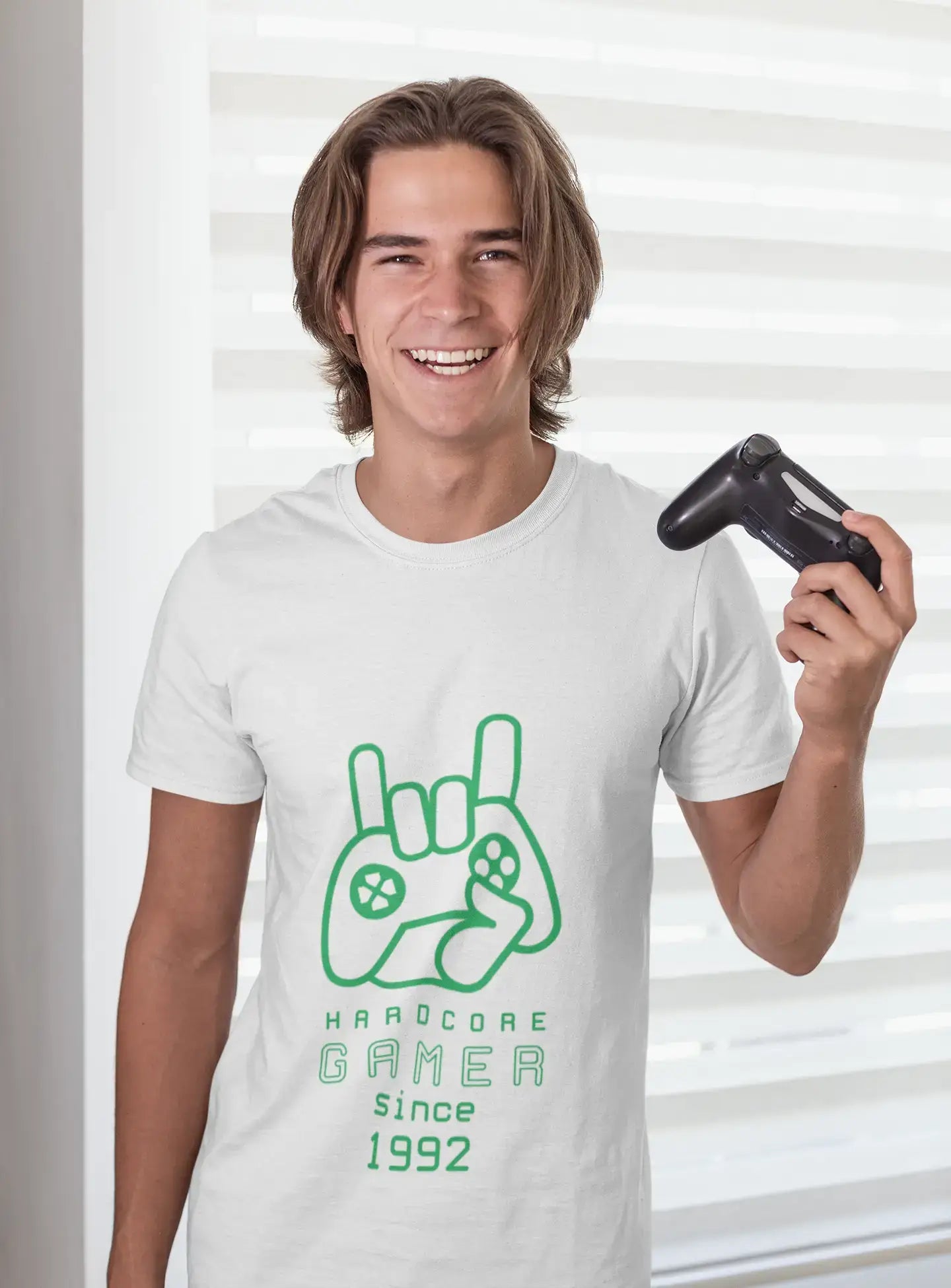 Grafisches Herren-T-Shirt „Hardcore Gamer Since 1992“ in Weiß