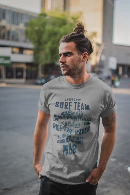 Men's Vintage Tee Shirt Graphic T shirt Surf Team 1962 Grey Marl