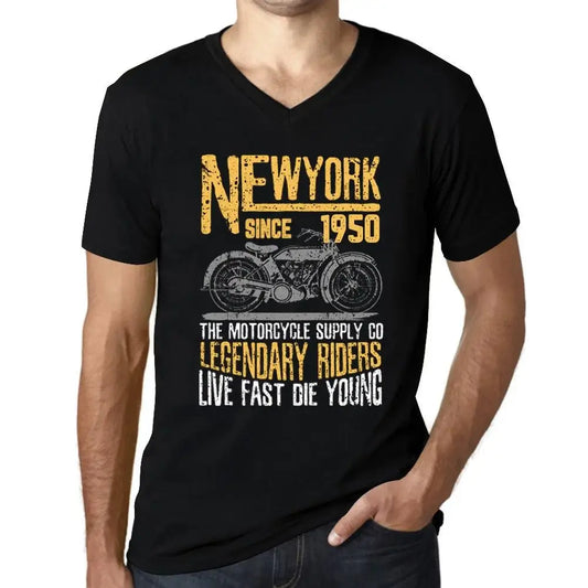 Men's Graphic T-Shirt V Neck Motorcycle Legendary Riders Since 1950 74th Birthday Anniversary 74 Year Old Gift 1950 Vintage Eco-Friendly Short Sleeve Novelty Tee