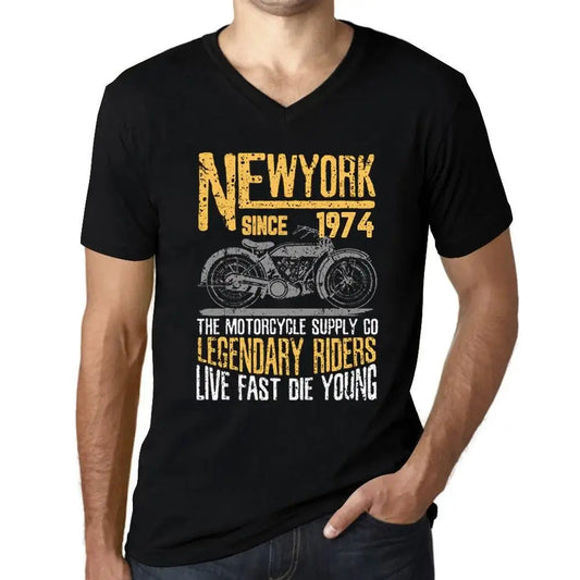 Men's Graphic T-Shirt V Neck Motorcycle Legendary Riders Since 1974 50th Birthday Anniversary 50 Year Old Gift 1974 Vintage Eco-Friendly Short Sleeve Novelty Tee