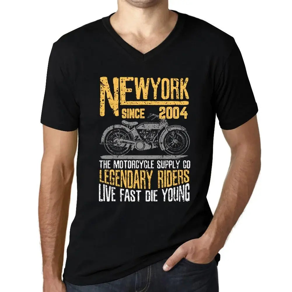 Men's Graphic T-Shirt V Neck Motorcycle Legendary Riders Since 2004 20th Birthday Anniversary 20 Year Old Gift 2004 Vintage Eco-Friendly Short Sleeve Novelty Tee