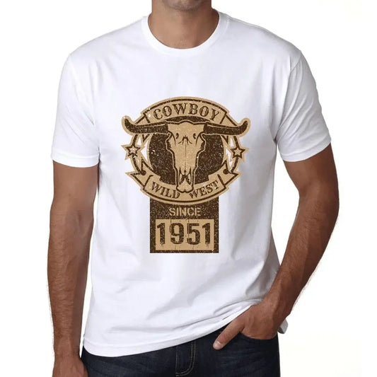 Men's Graphic T-Shirt Wild West Cowboy Since 1951 73rd Birthday Anniversary 73 Year Old Gift 1951 Vintage Eco-Friendly Short Sleeve Novelty Tee