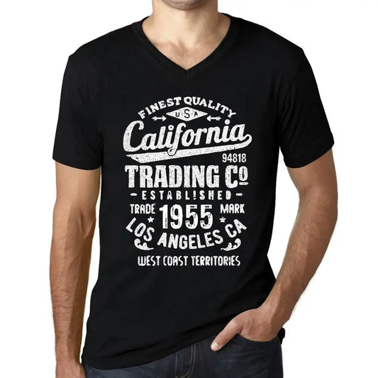 Men's Graphic T-Shirt V Neck California Trading Since 1955 69th Birthday Anniversary 69 Year Old Gift 1955 Vintage Eco-Friendly Short Sleeve Novelty Tee