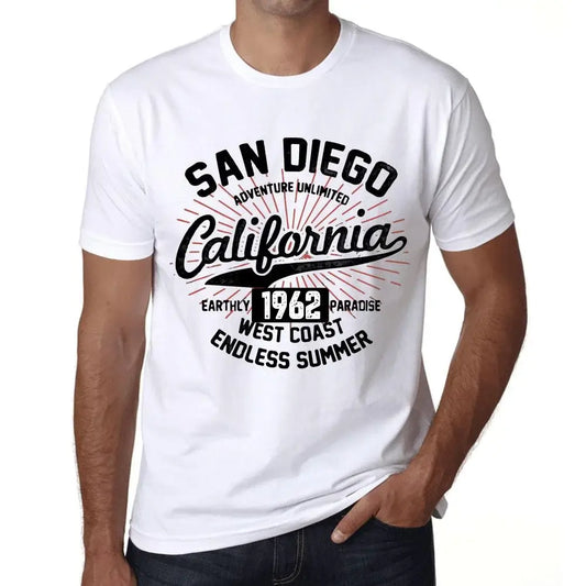 Men's Graphic T-Shirt San Diego California Endless Summer 1962 62nd Birthday Anniversary 62 Year Old Gift 1962 Vintage Eco-Friendly Short Sleeve Novelty Tee