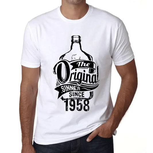 Men's Graphic T-Shirt The Original Sinner Since 1958 66th Birthday Anniversary 66 Year Old Gift 1958 Vintage Eco-Friendly Short Sleeve Novelty Tee