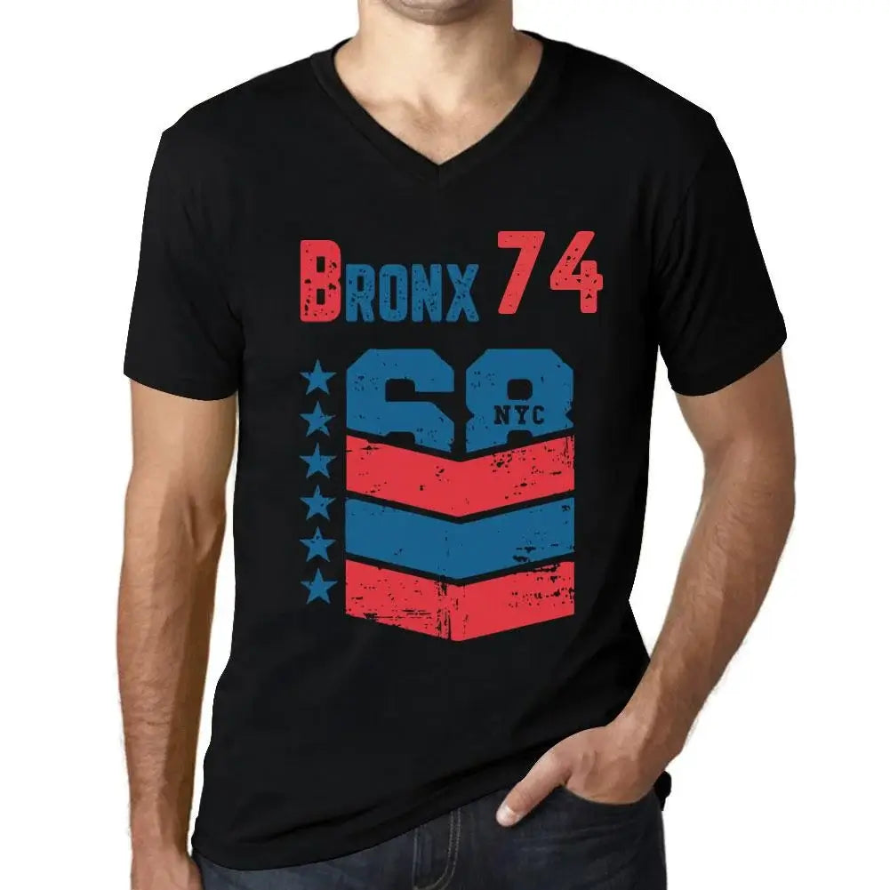 Men's Graphic T-Shirt V Neck Bronx 74 74th Birthday Anniversary 74 Year Old Gift 1950 Vintage Eco-Friendly Short Sleeve Novelty Tee